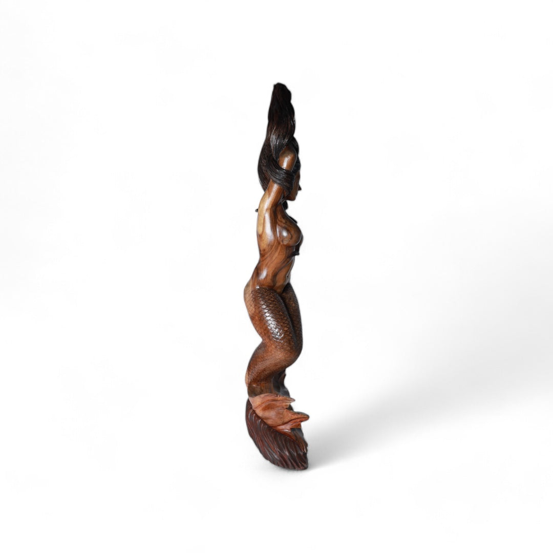 Hand-carved Wooden Mermaid Sculpture |Code 9