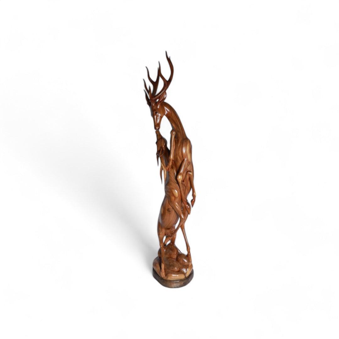 Handcrafted Wooden Antelope Sculpture – Symbol of Grace and Harmony | Code 17