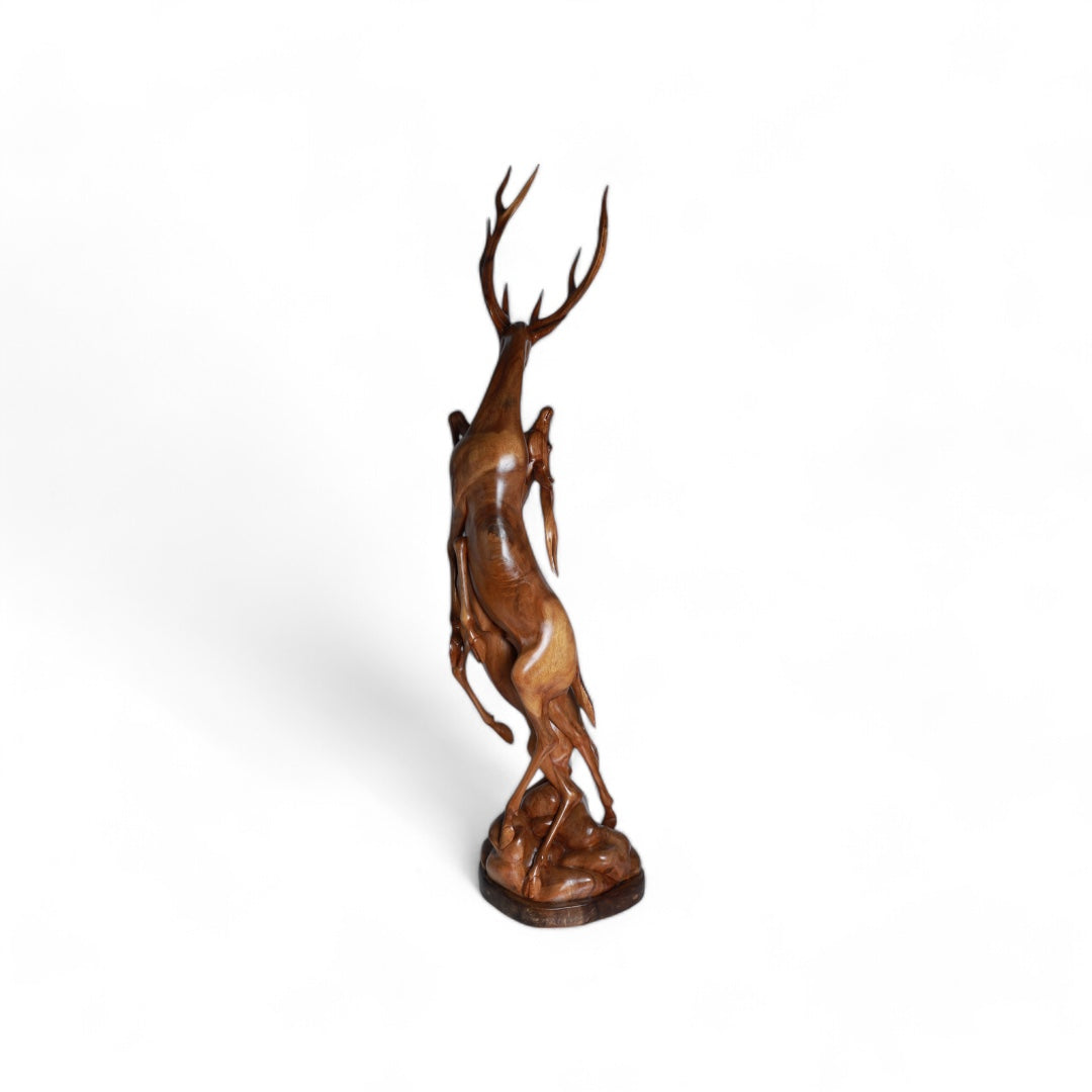 Handcrafted Wooden Antelope Sculpture – Symbol of Grace and Harmony | Code 17