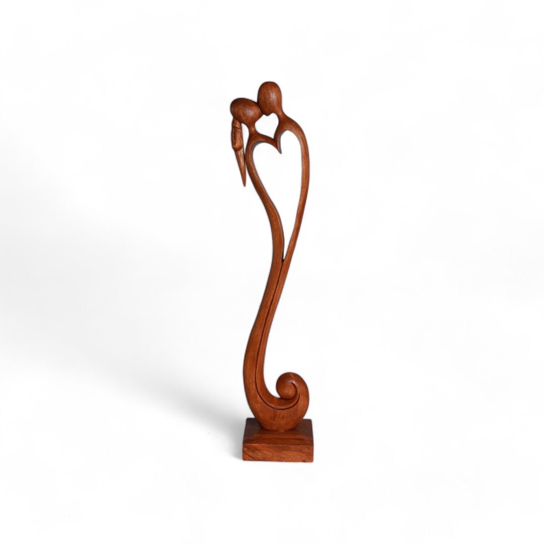 Hand-Carved Wooden Love Sculpture