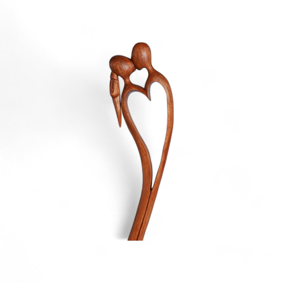 Hand-Carved Wooden Love Sculpture