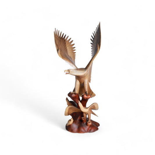 Wooden Eagle Sculpture “Rising to the Sky for Family