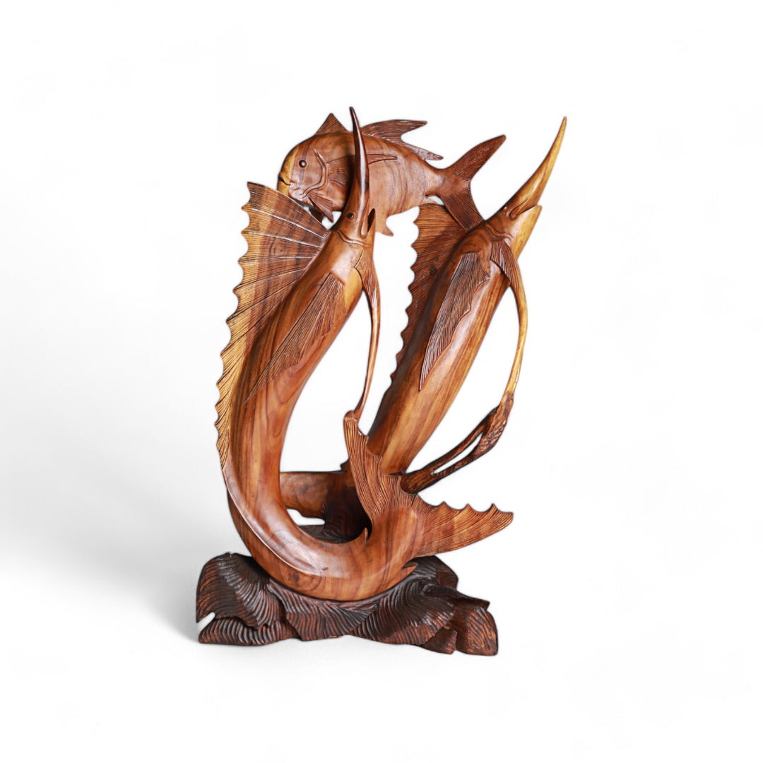 Hand-Carved Wooden Sculpture – Majestic Ocean Encounter |Code 25