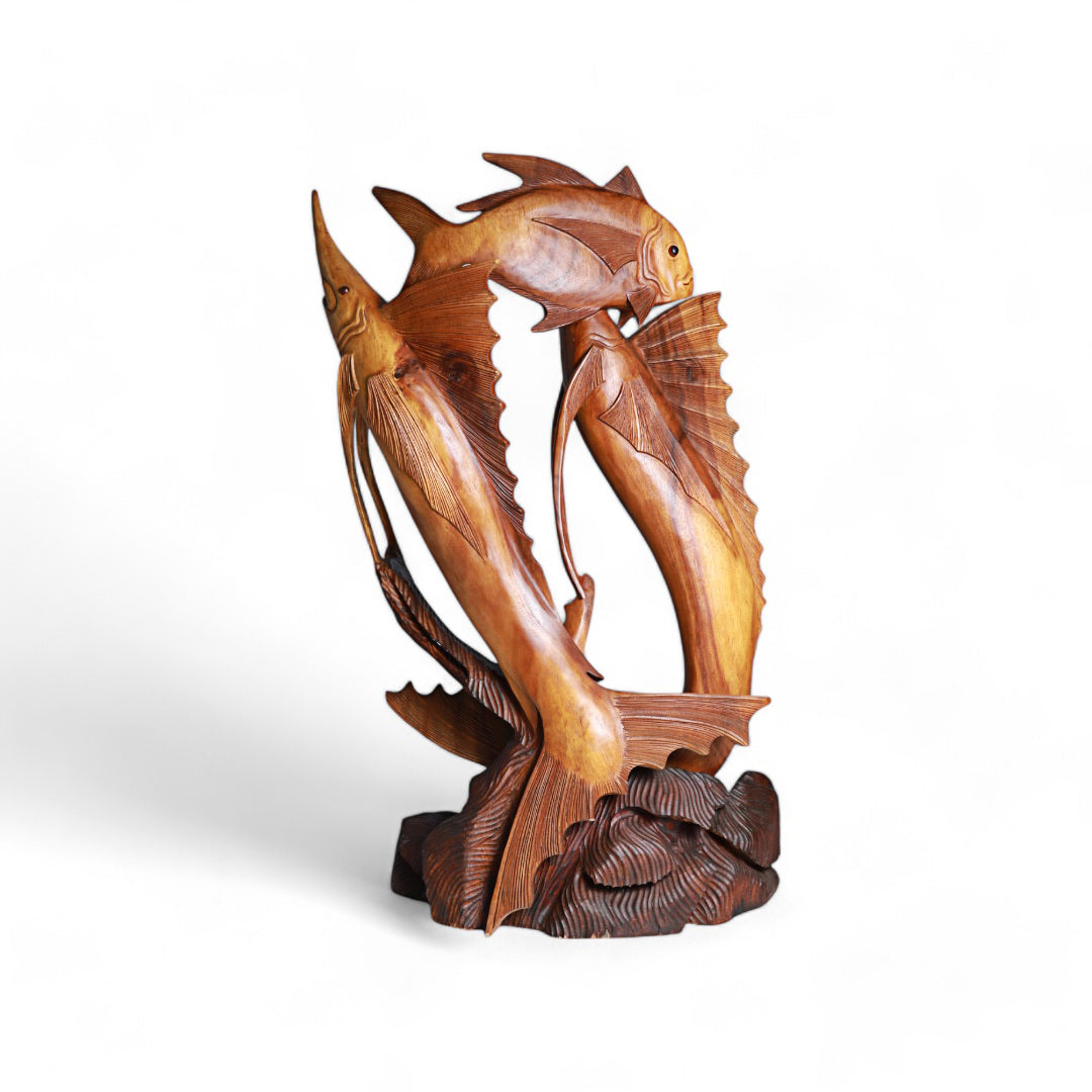 Hand-Carved Wooden Sculpture – Majestic Ocean Encounter |Code 25