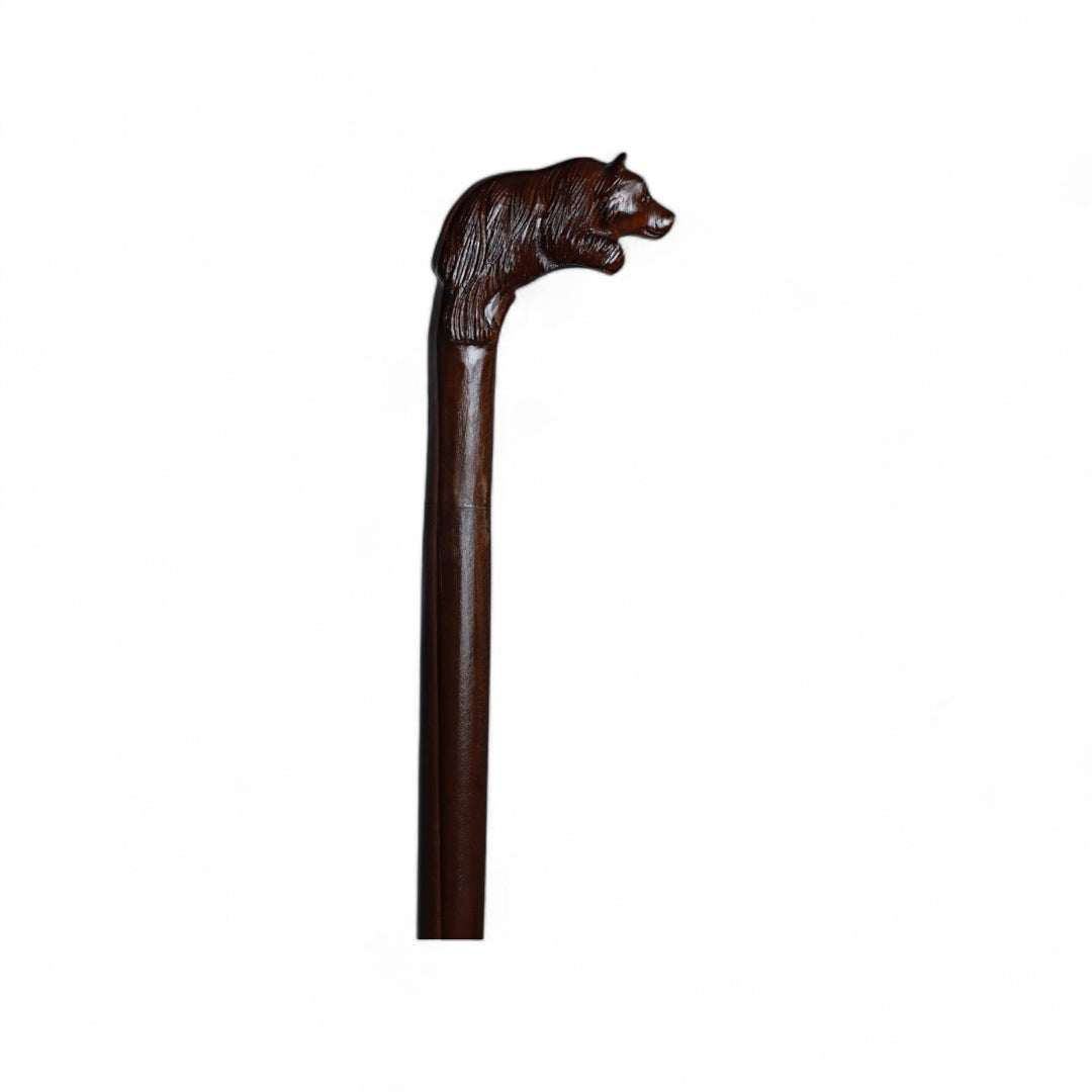 Handcrafted Wooden Walking Stick with Bear Sculpted Handle | Rustic Home Decor | Unique Gift | Code 49