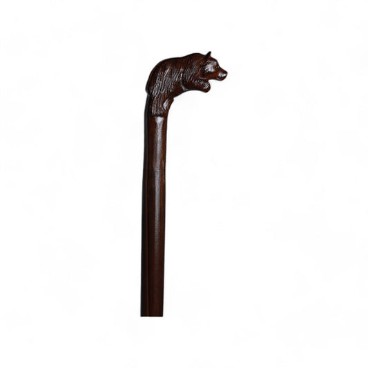 Handcrafted Wooden Walking Stick with Bear Sculpted Handle | Rustic Home Decor | Unique Gift | Code 49