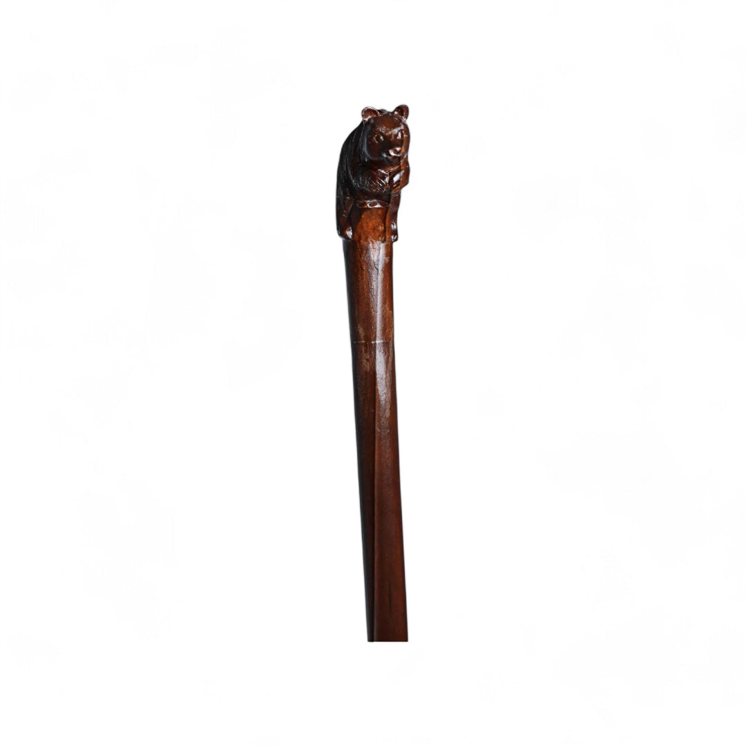 Handcrafted Wooden Walking Stick with Bear Sculpted Handle | Rustic Home Decor | Unique Gift | Code 49