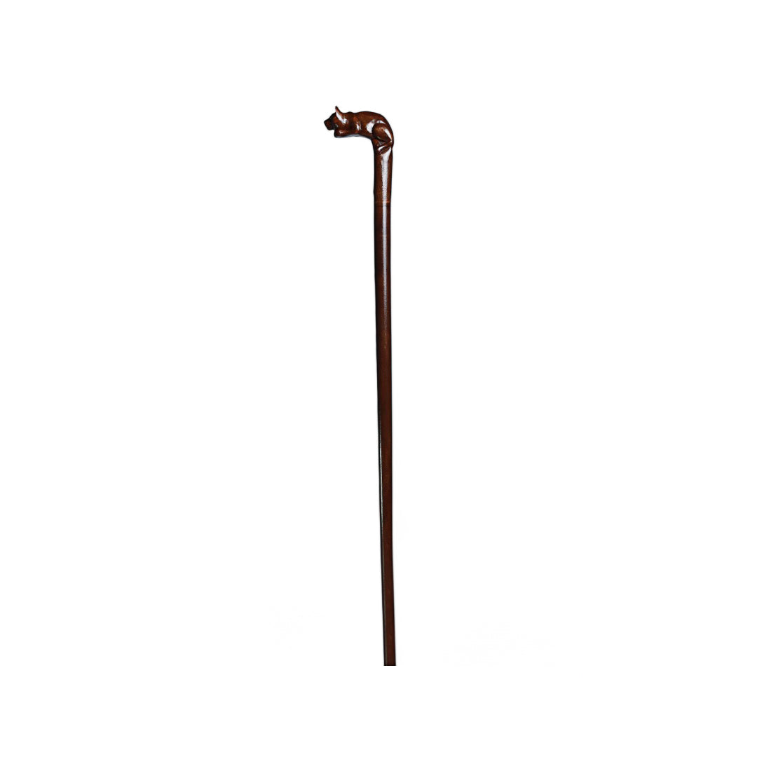 Handcrafted Wooden Walking Stick with Wild Cat Sculpted Handle | Code 60