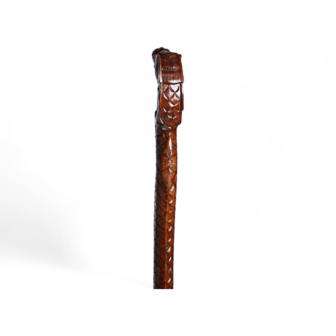 Handcrafted Wooden Walking Stick with Dragon Sculpture - Symbol of Power and Elegance | Code 61-1