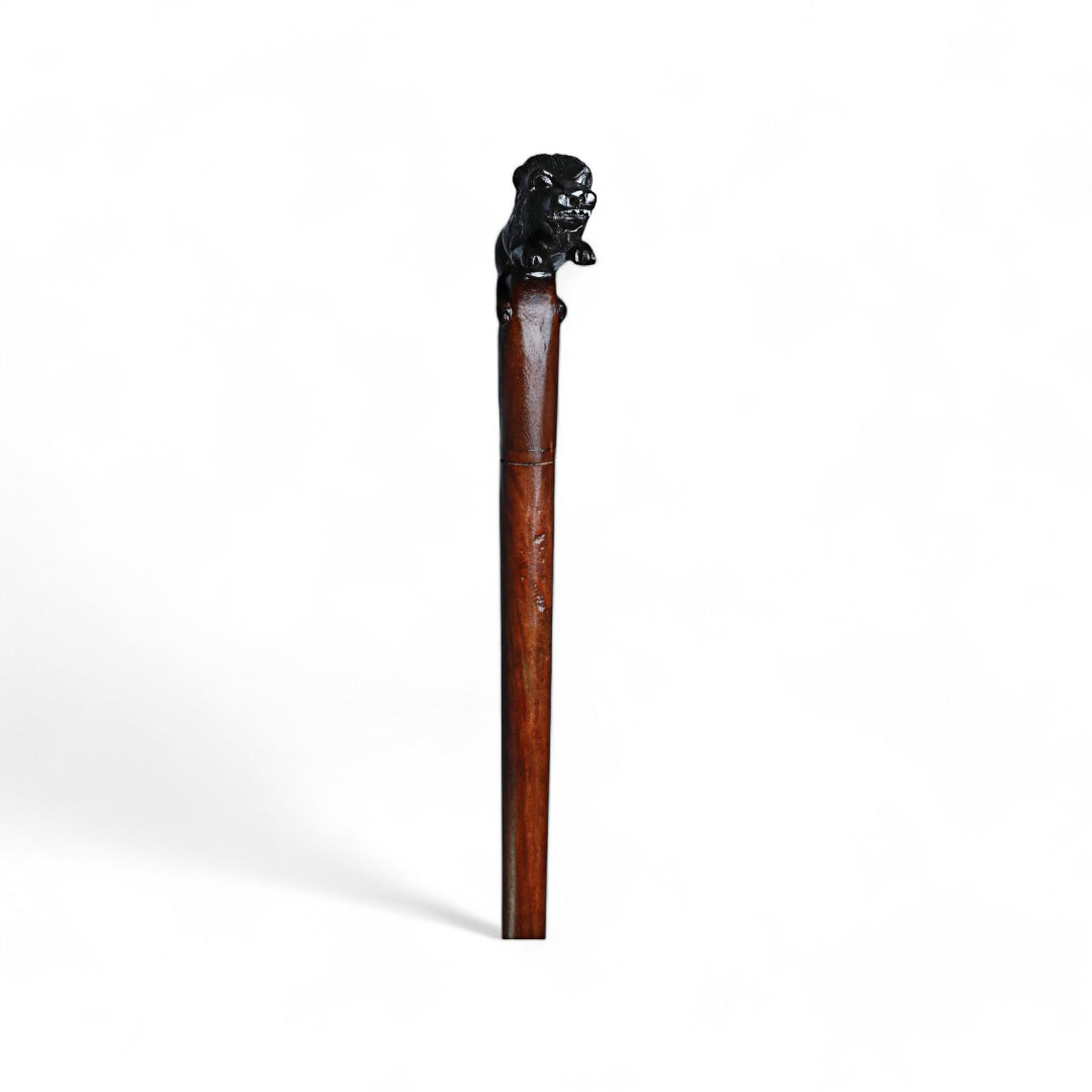 Handcrafted Wooden Walking Stick with Lion Sculpture | Code 220