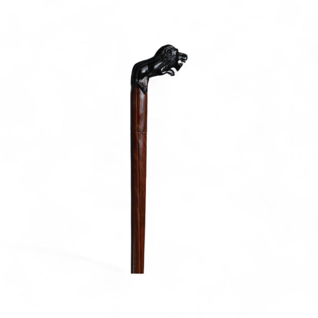 Handcrafted Wooden Walking Stick with Lion Sculpture | Code 220