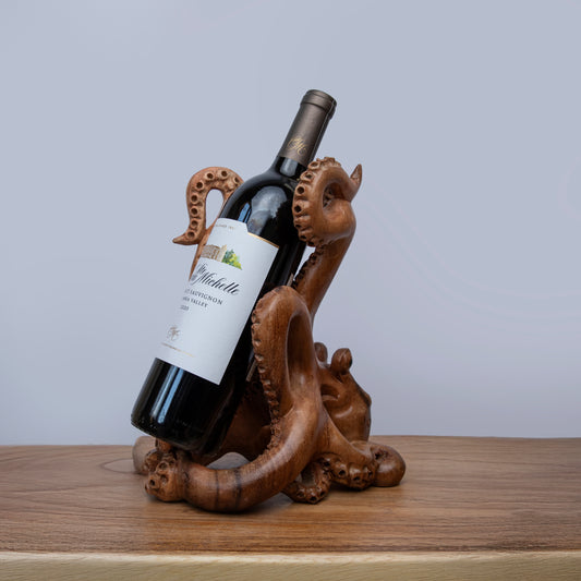 Hand-Carved Wooden Octopus Bottle Holder | Code 104