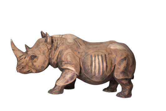 Hand-Carved Wooden Rhino Sculpture | Code 230