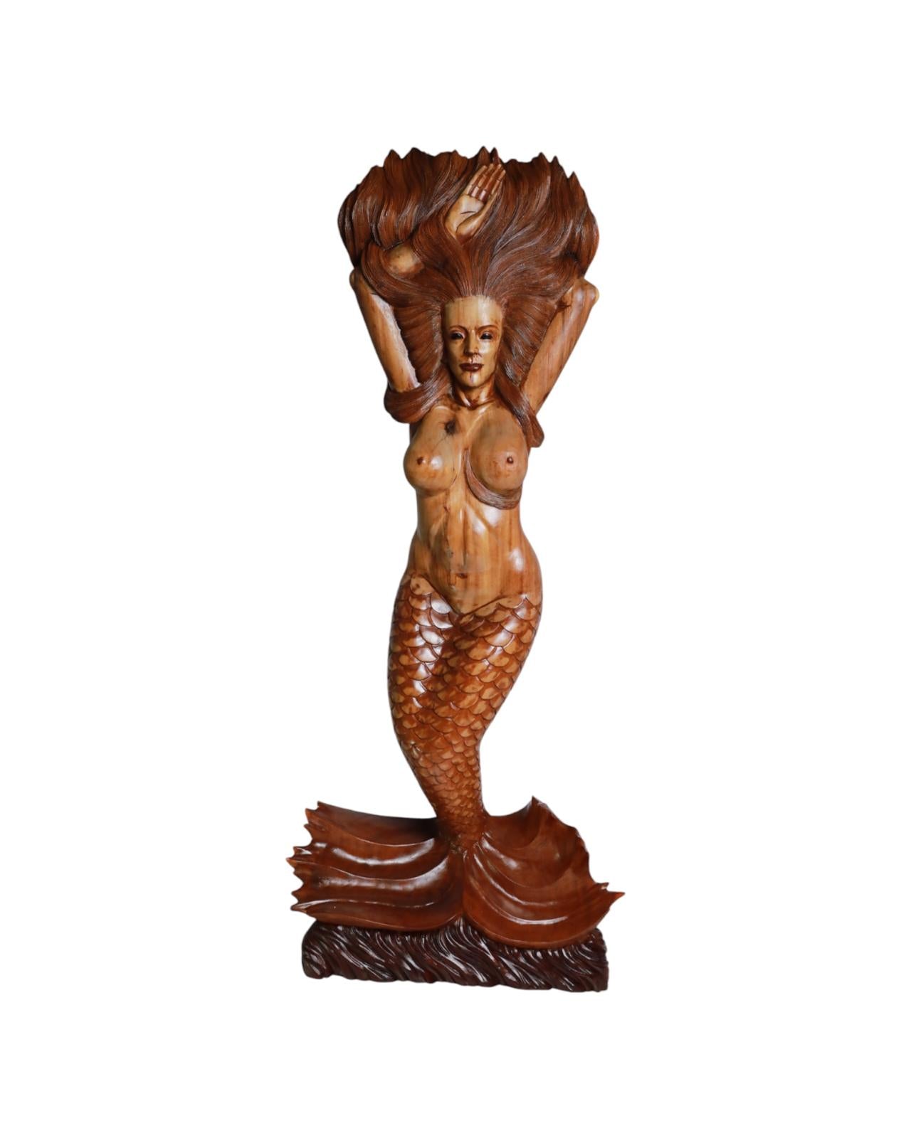 Handcrafted Wooden Mermaid in a Dance Between Sea and Sky| Code: 37