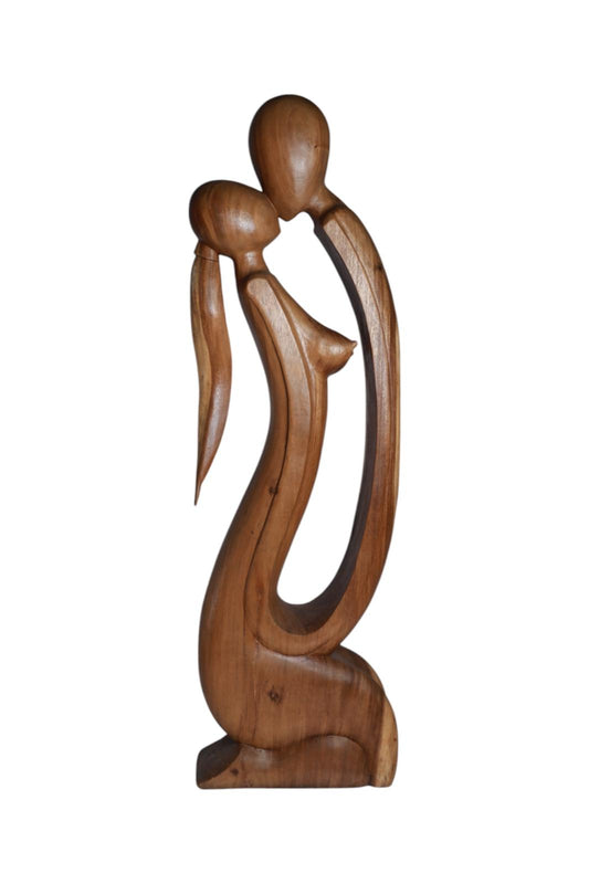 Hand-Carved Wooden Couple Sculpture | Code 131