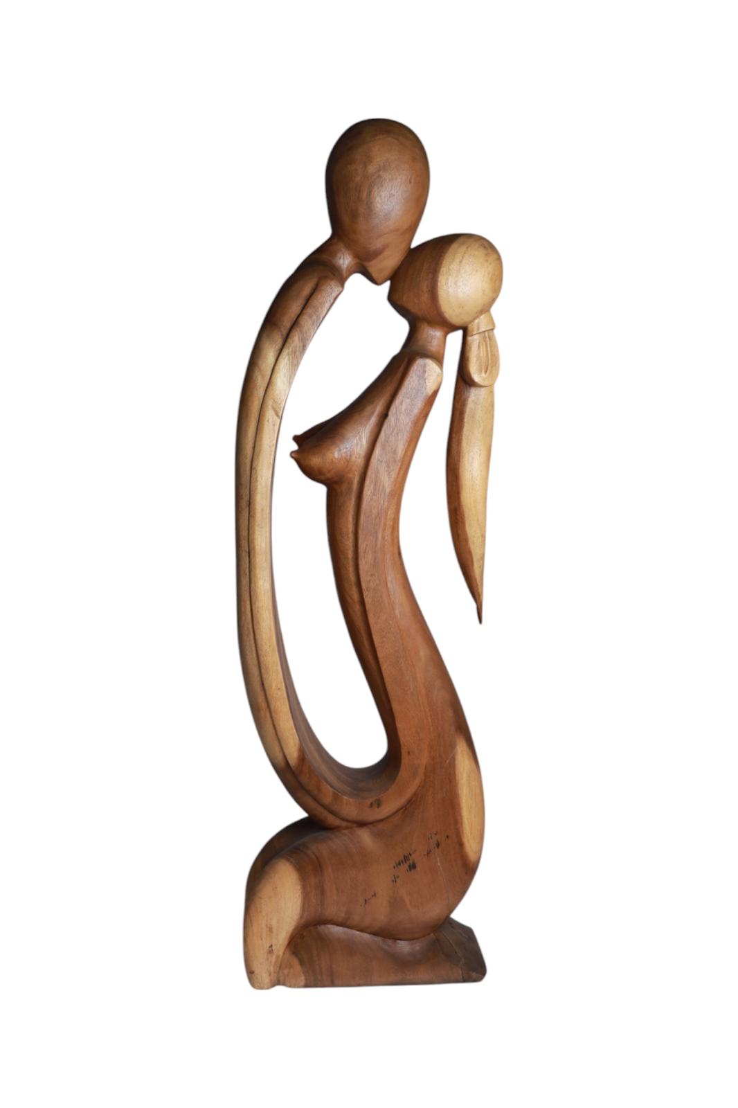 Hand-Carved Wooden Couple Sculpture | Code 131