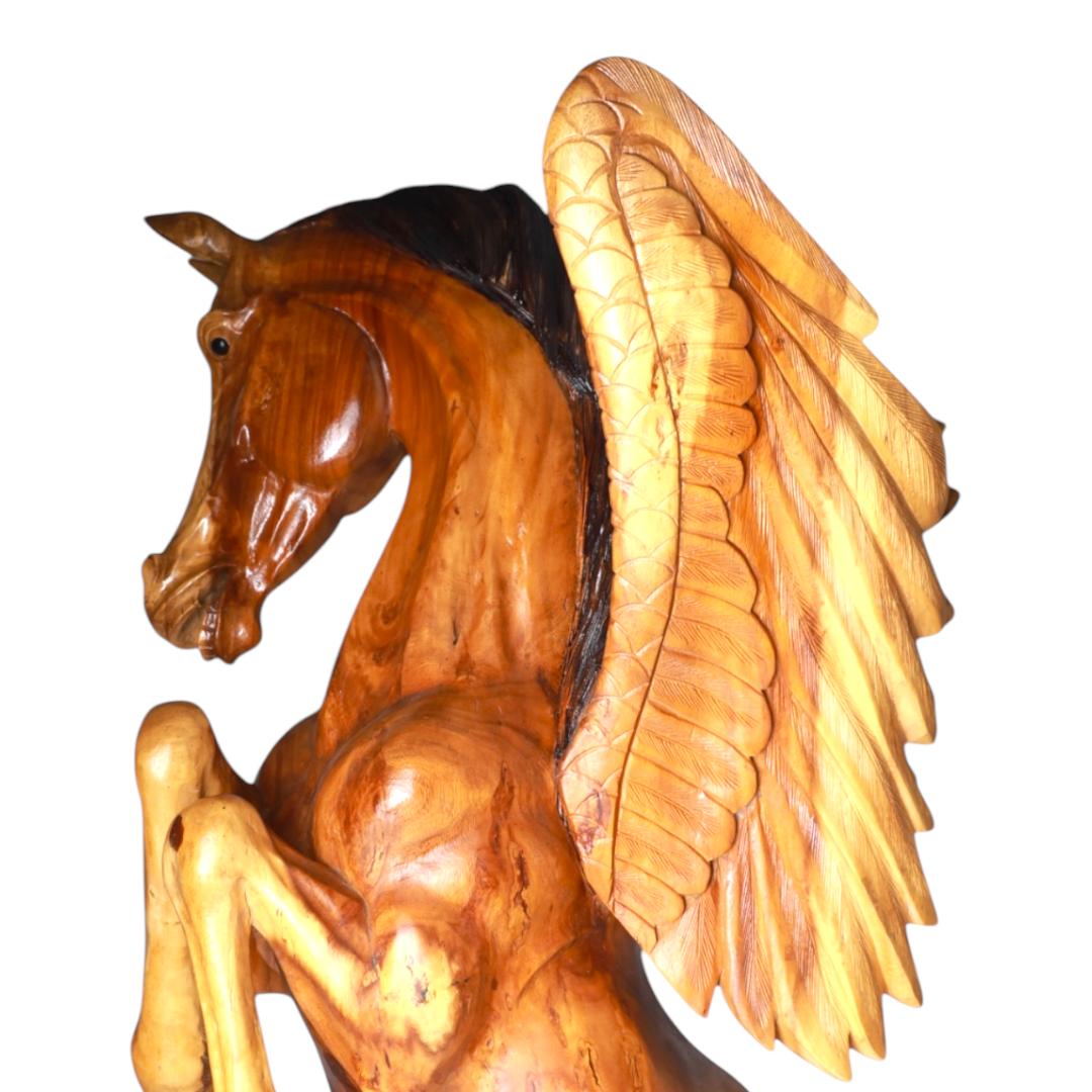 Hand-Carved Wooden Pegasus Sculpture | Code 16