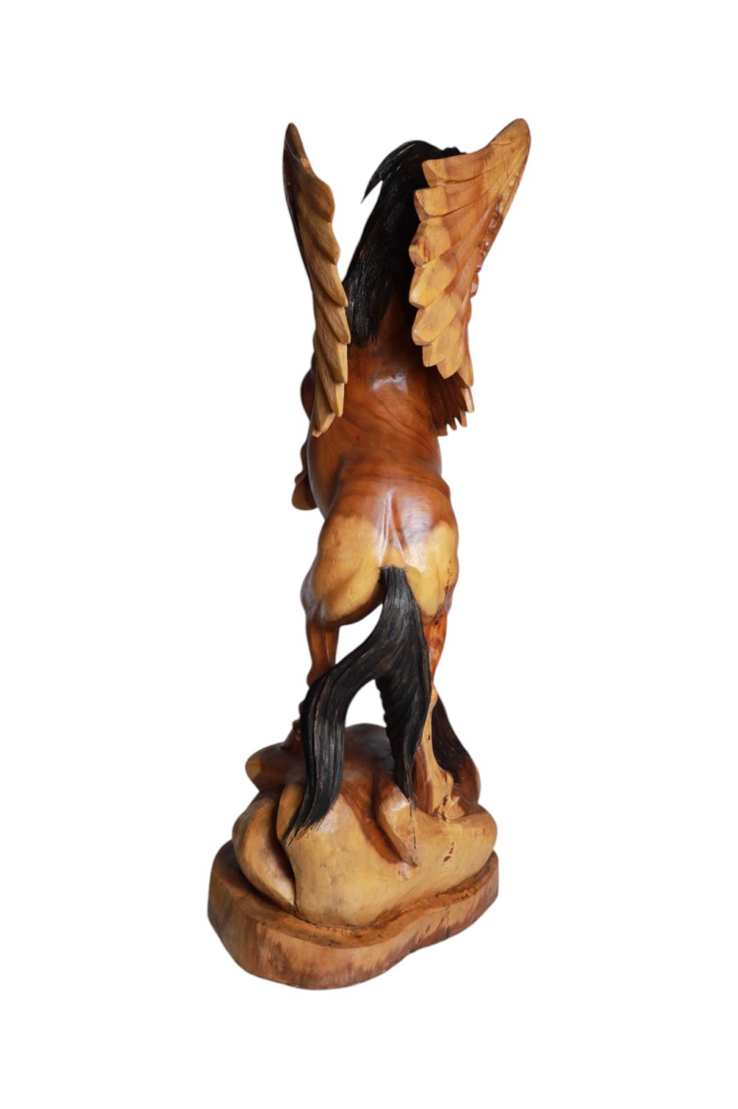 Hand-Carved Wooden Pegasus Sculpture | Code 16