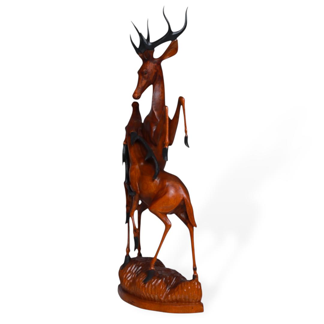 Hand-Carved Wooden Deer Sculpture – “Harmony in Nature” | Code 132