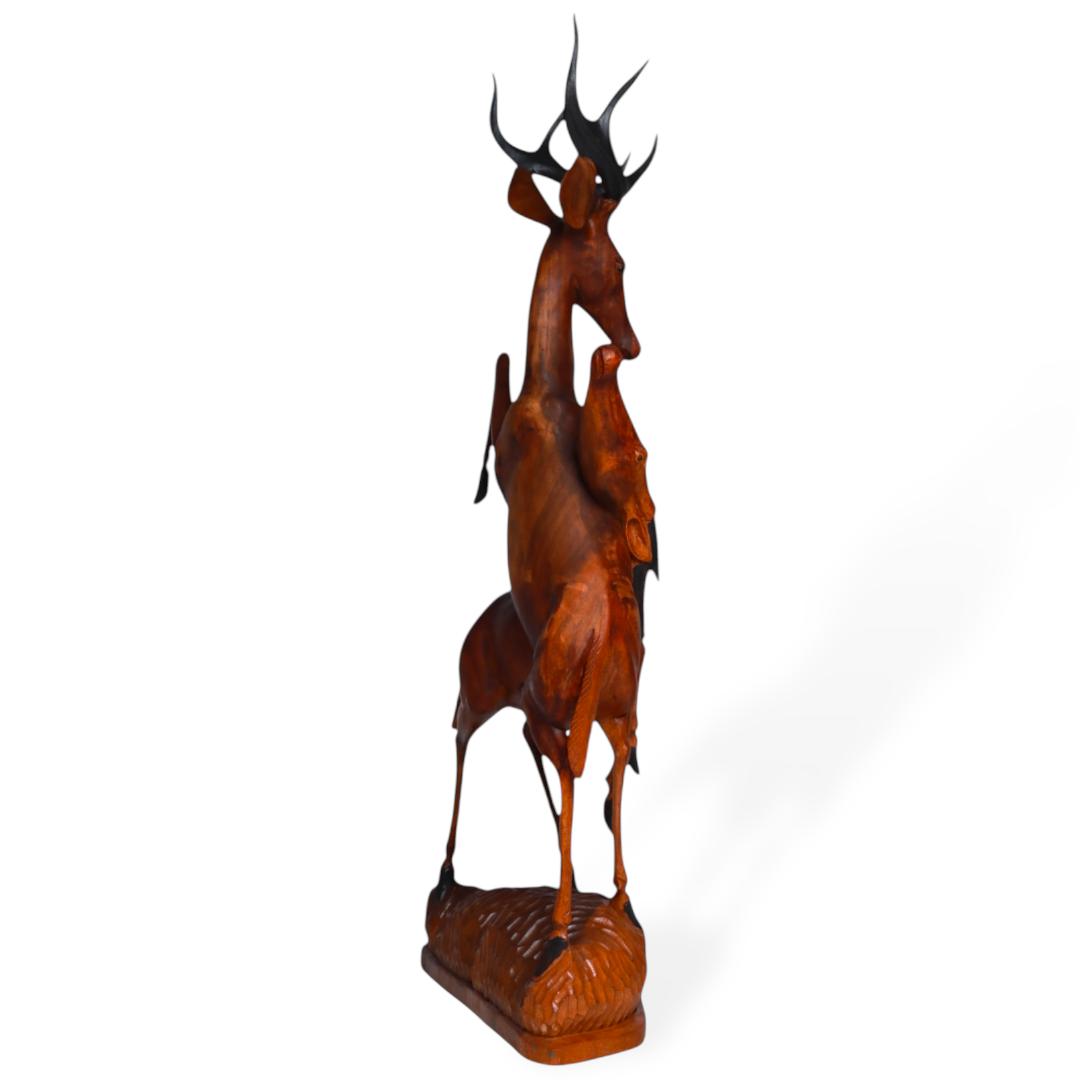 Hand-Carved Wooden Deer Sculpture – “Harmony in Nature” | Code 132