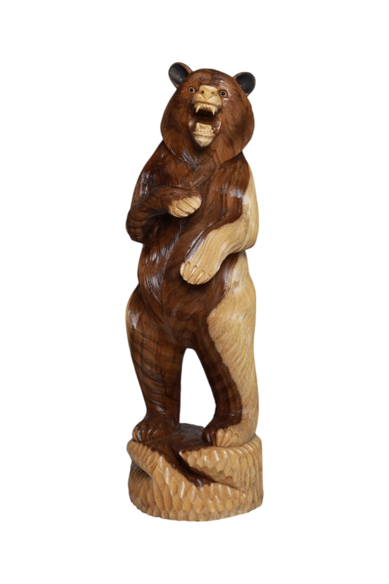 Hand-Carved Wooden Bear Sculpture – Code 44