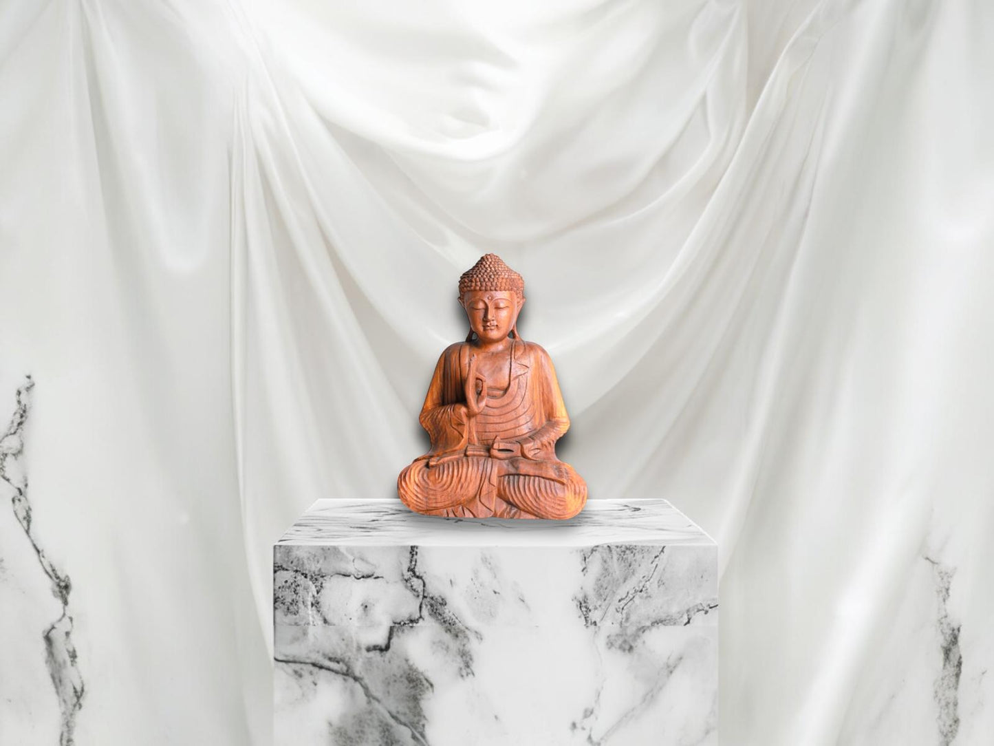 Handcrafted Wooden Buddha Statue - Spiritual Decor for Home & Meditation Spaces| Code 208