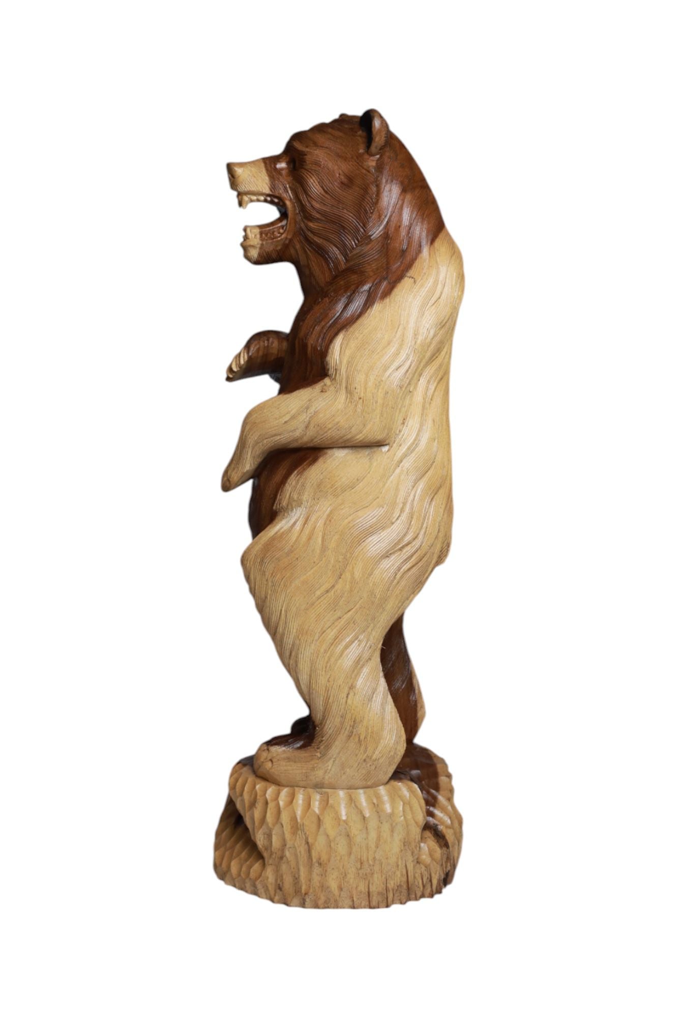 Hand-Carved Wooden Bear Sculpture – Code 44