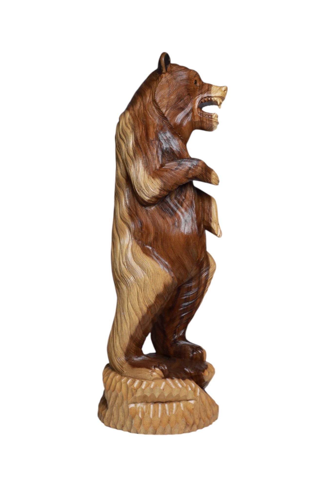 Hand-Carved Wooden Bear Sculpture – Code 44