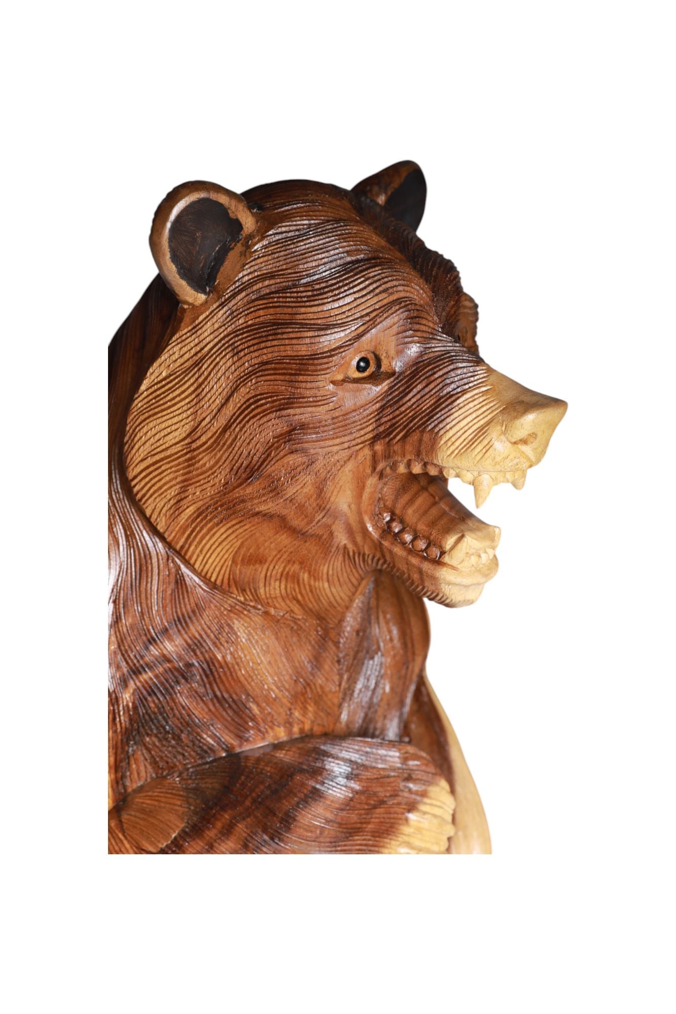 Hand-Carved Wooden Bear Sculpture – Code 44