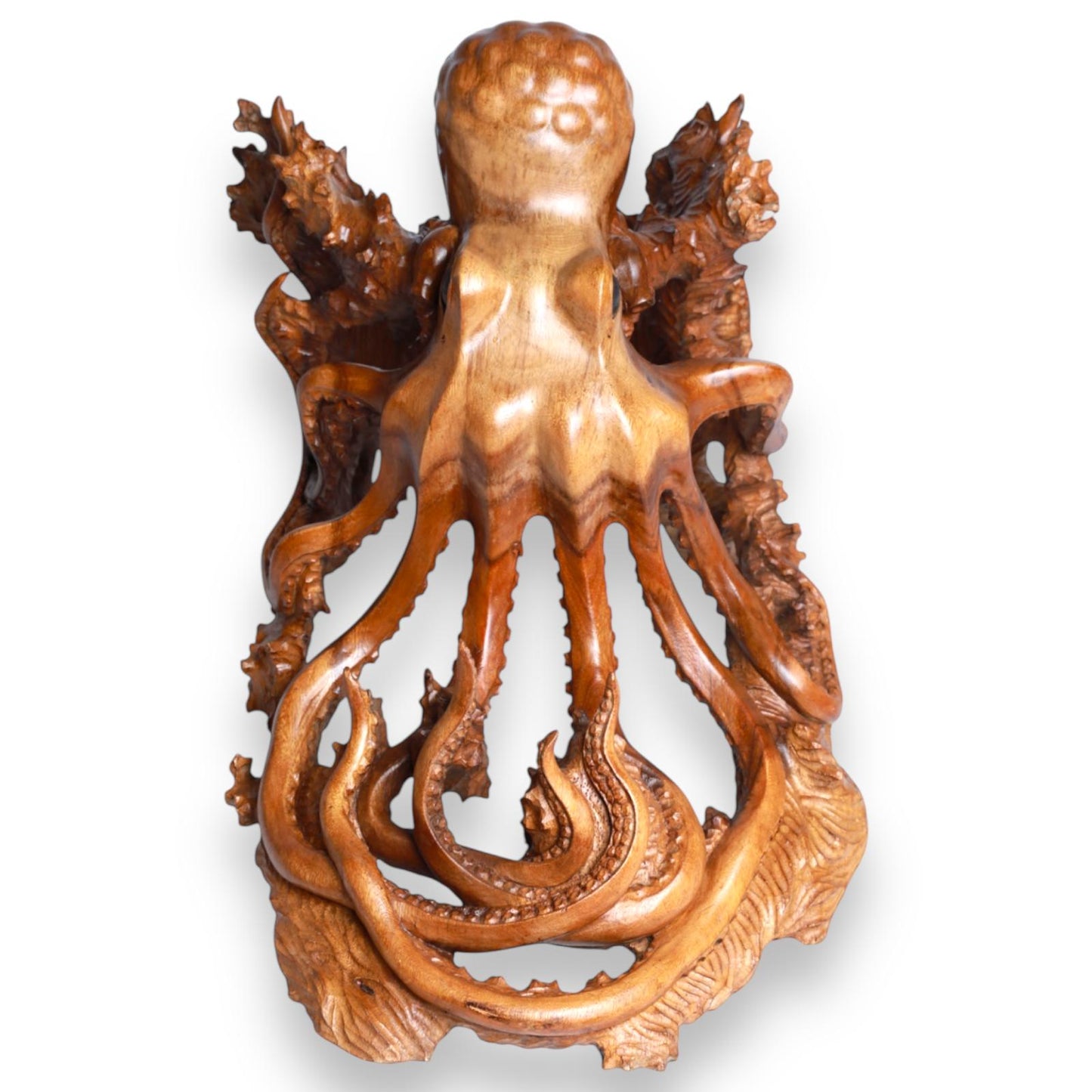 Hand-Carved Wooden Octopus Sculpture – Code 107